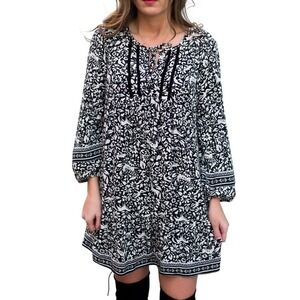 Boho Woodland Animal Print Midi Dress Deer Bird Floral Peasant Cottagecore